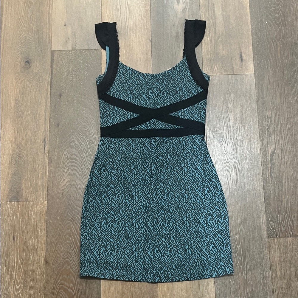 Free People Black and Blue Mini Dress - Picture 1 of 3